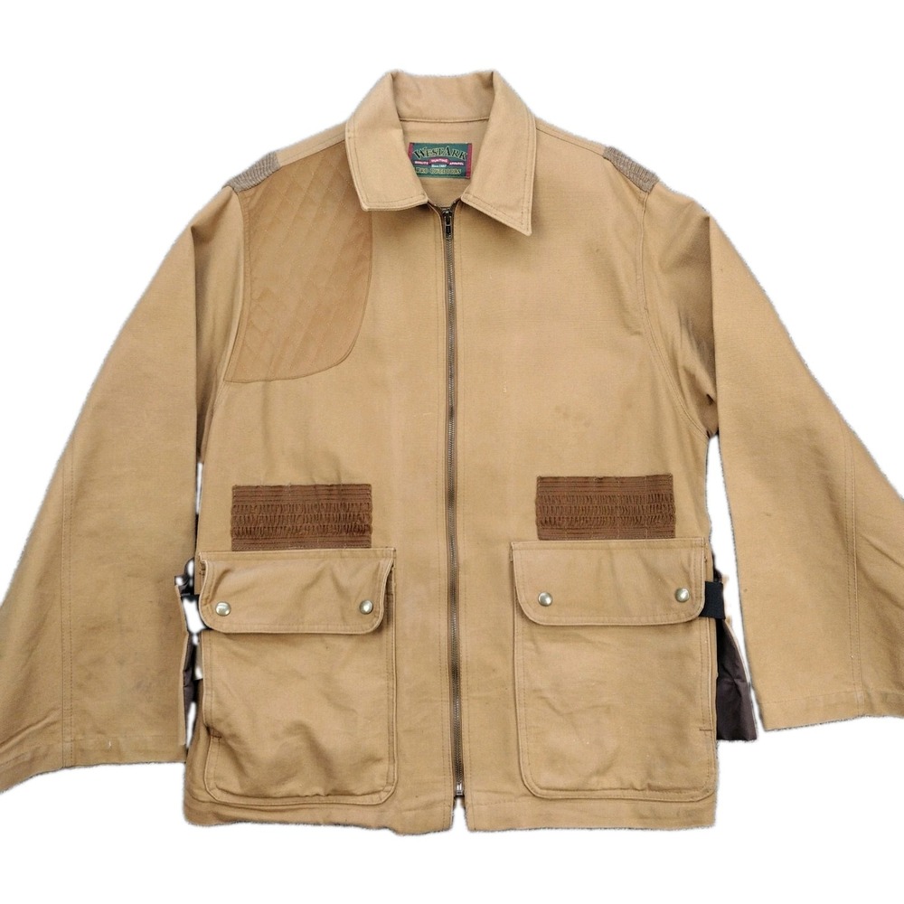Vtg Westark Pro Outdoors Canvas Hunting Shooting Jacket Tan Mens XL Recoil Duck